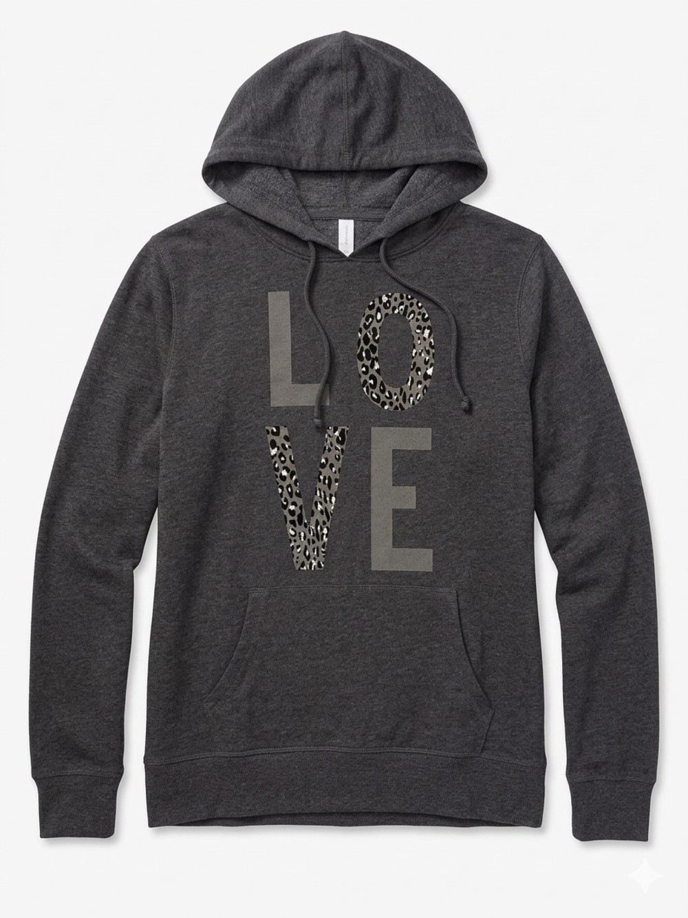 Victoria's Secret Dark Gray Hoodie with Leopard 'LOVE' Graphic